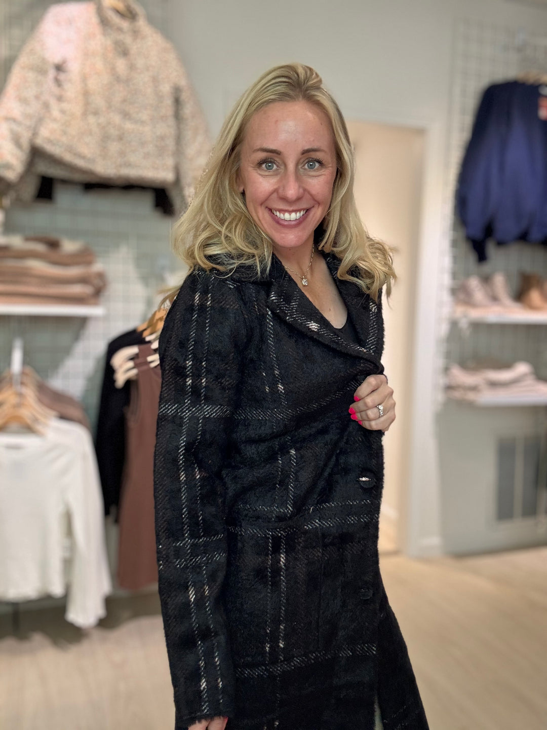 Plaid Knit Coatigan