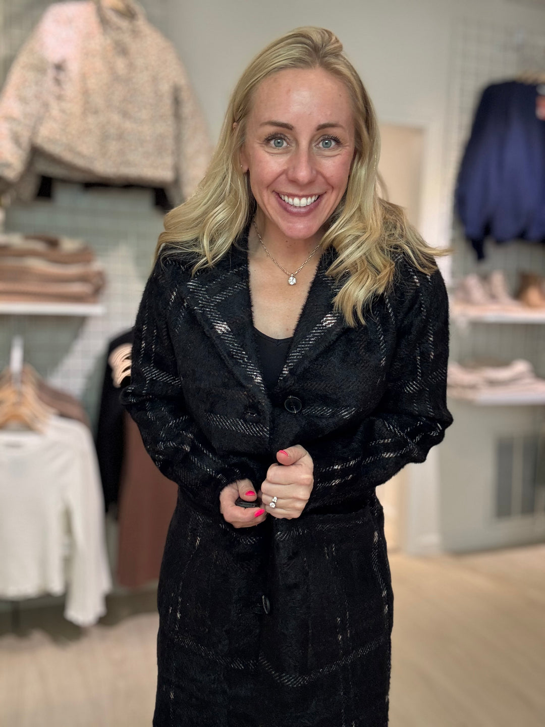 Plaid Knit Coatigan
