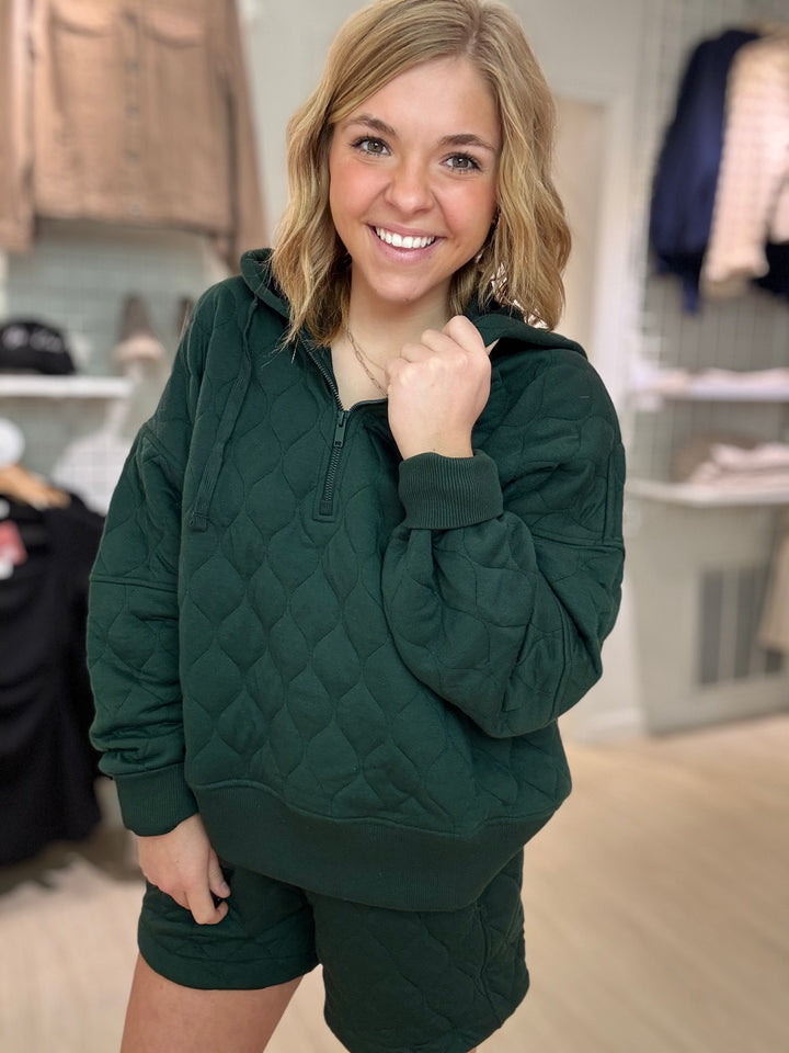 Quilted Quarter Zip Hoodie