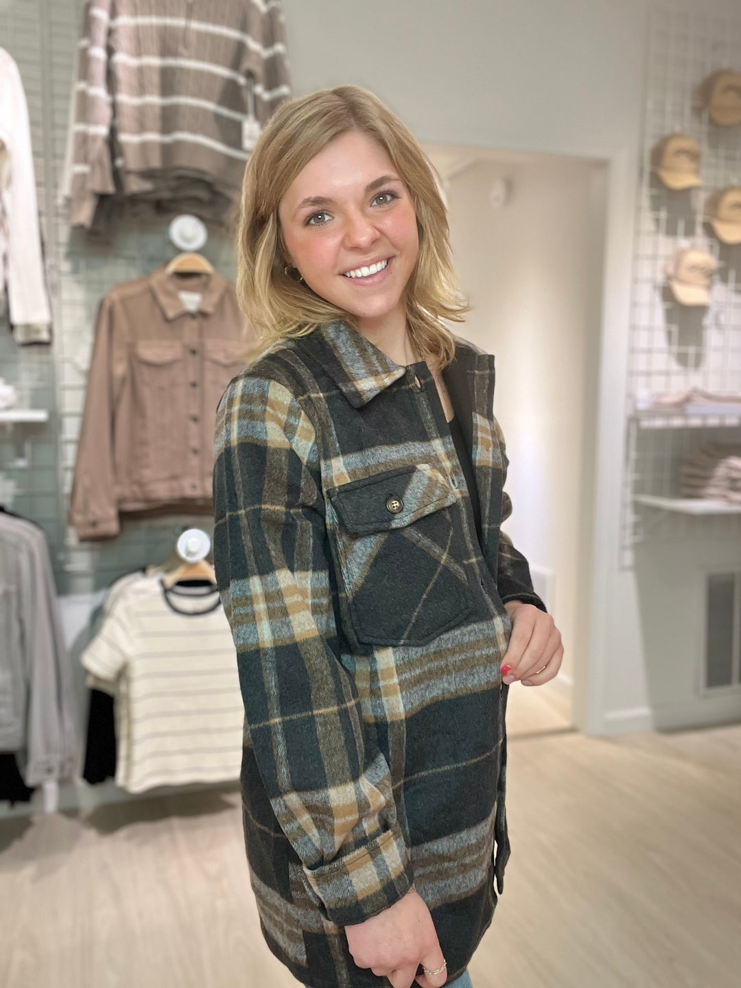 Black, Tan & Gray Plaid Jacket