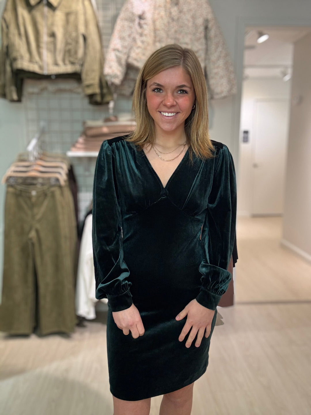 V-Neck Velvet Mini Dress