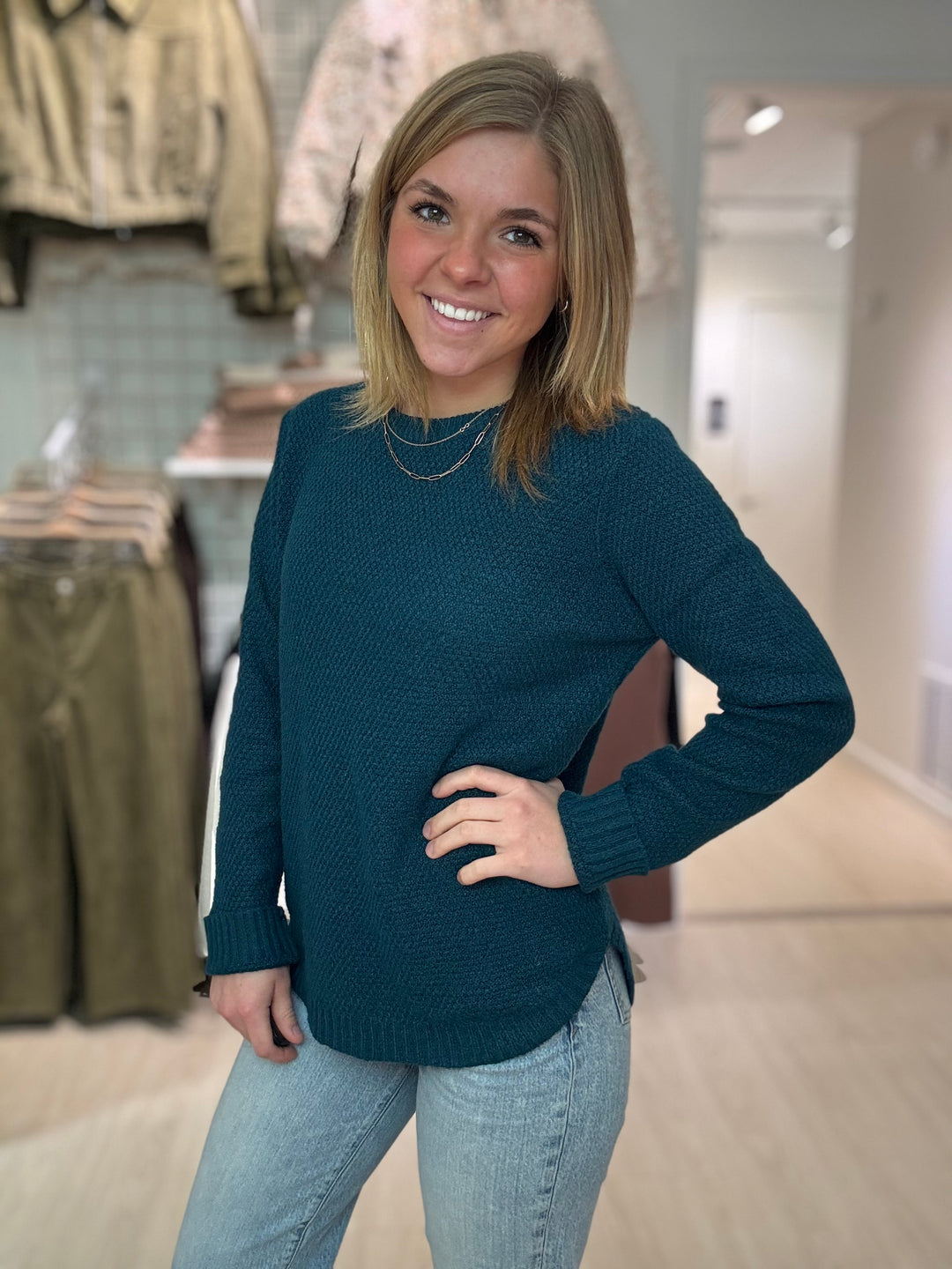 Teal Sweater Top