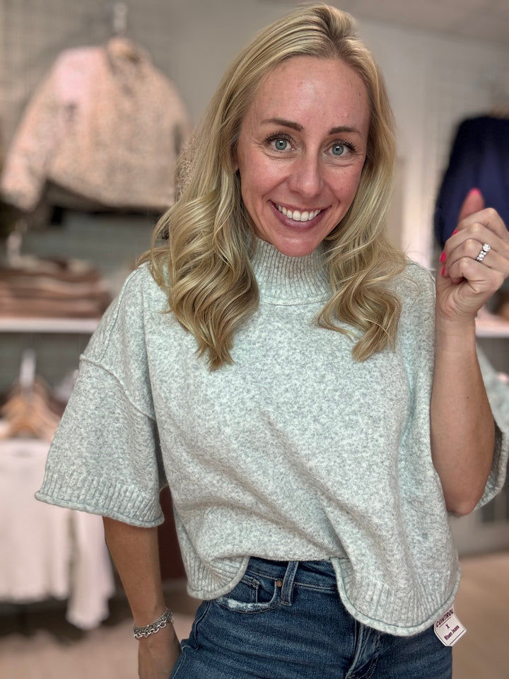 Marbled Mock Neck Sweater