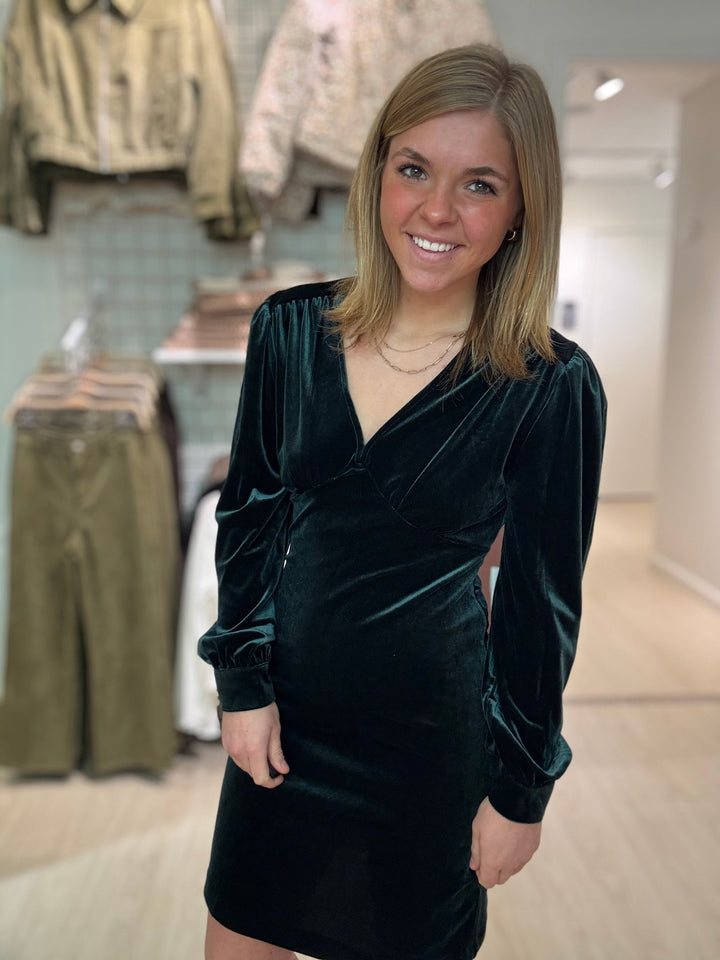 V-Neck Velvet Mini Dress