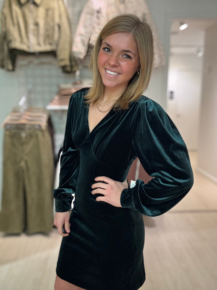 V-Neck Velvet Mini Dress