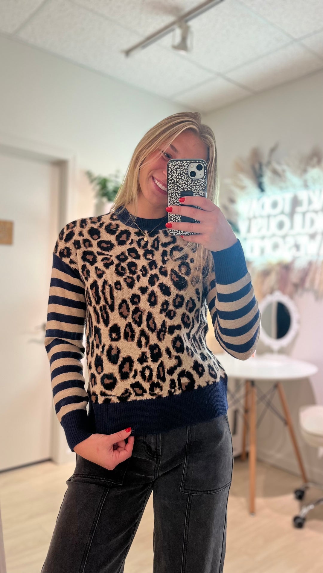 Charlie B | Leopard & Stripes Sweater