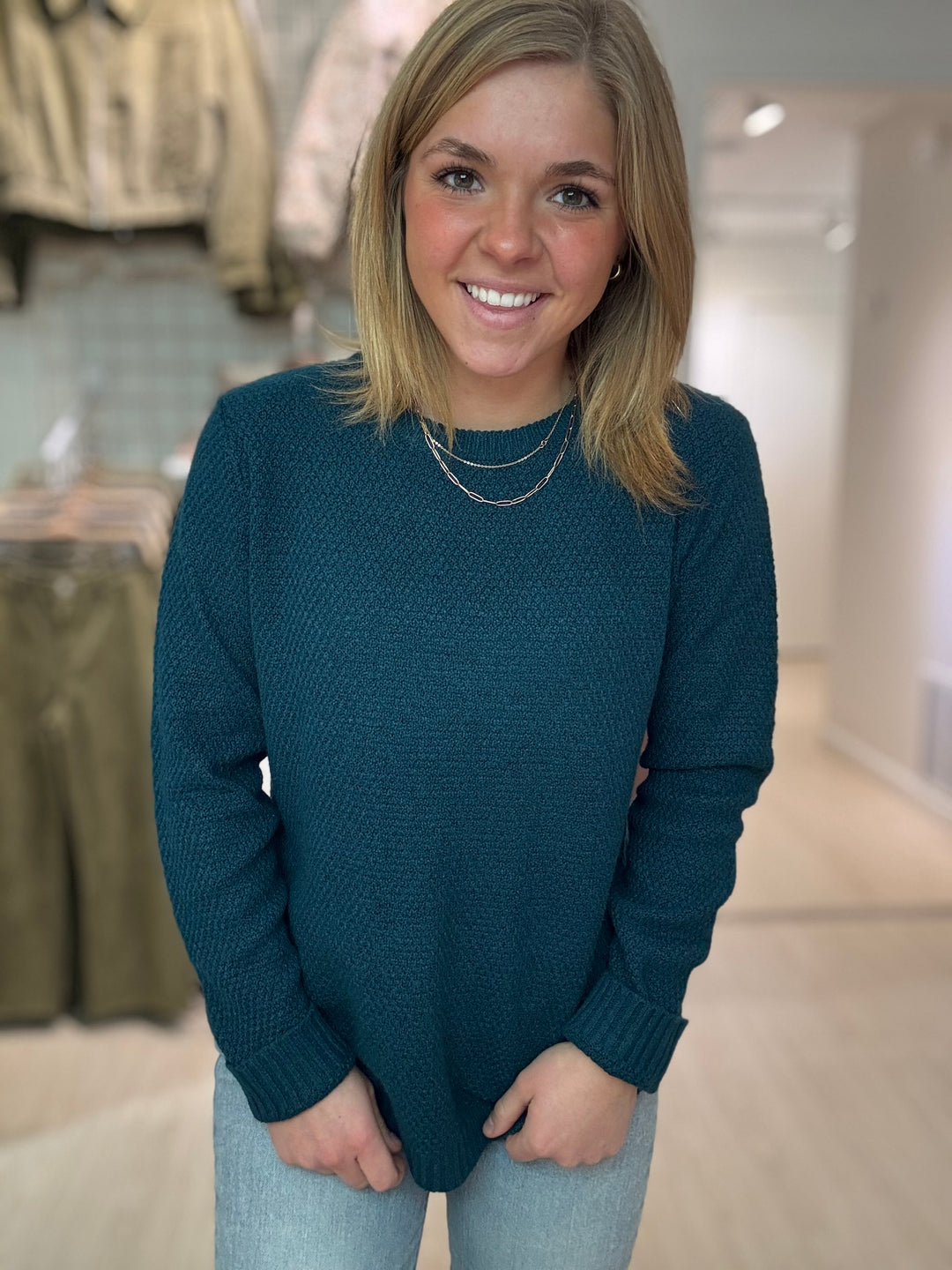 Teal Sweater Top