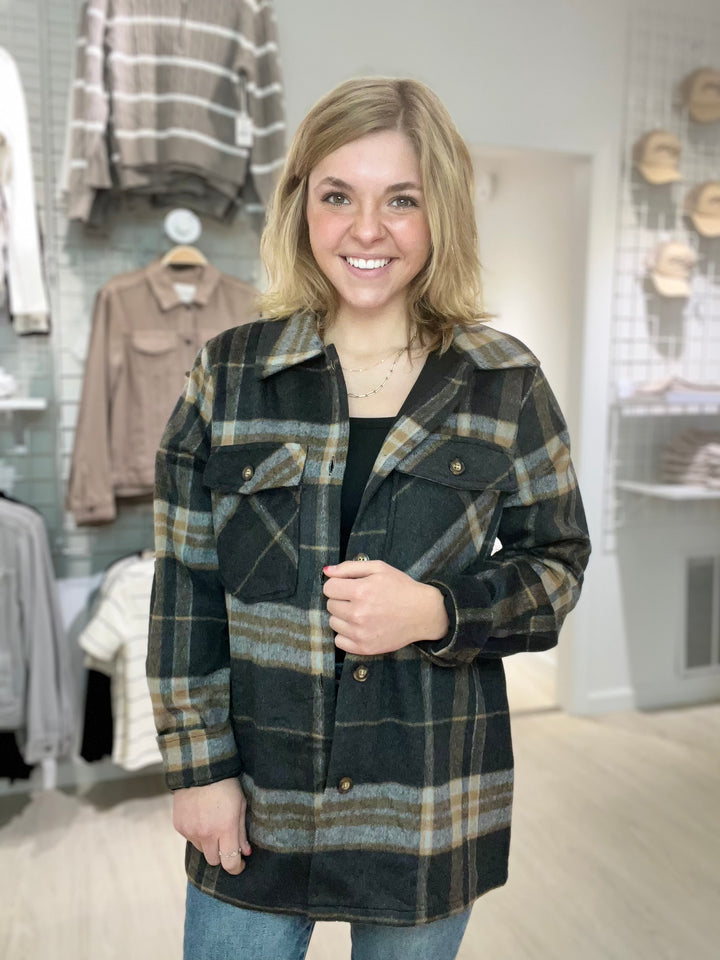 Black, Tan & Gray Plaid Jacket