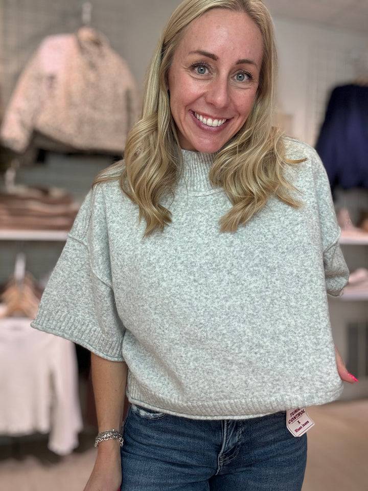 Marbled Mock Neck Sweater