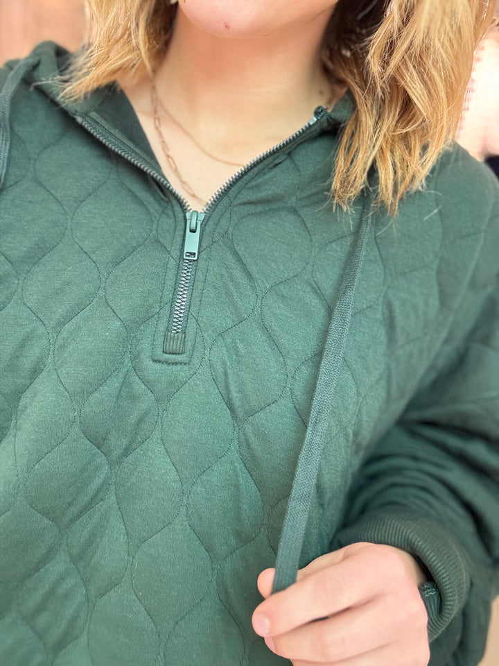 Quilted Quarter Zip Hoodie