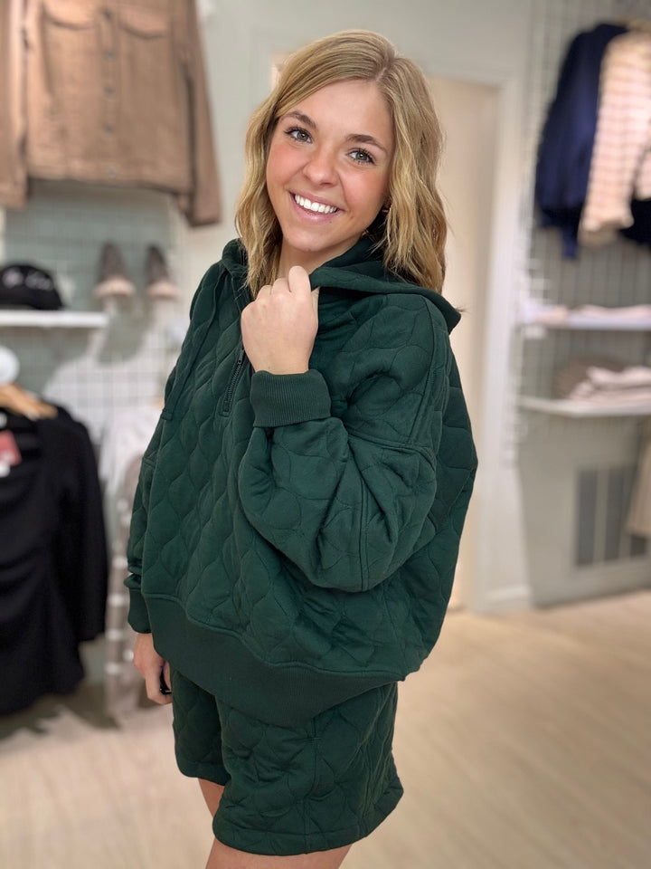 Quilted Quarter Zip Hoodie