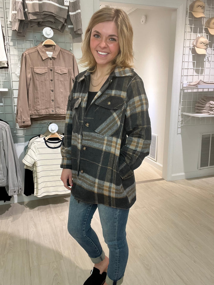 Black, Tan & Gray Plaid Jacket