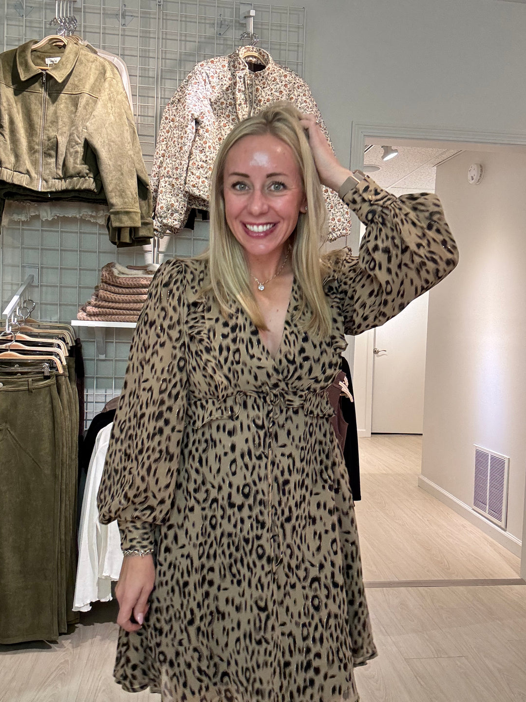 Animal Print Ruffle Dress