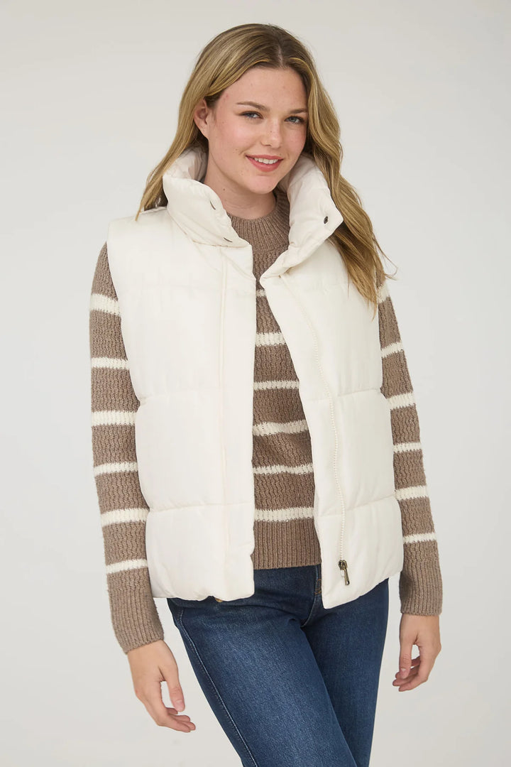 Solid Zip Up Puffer Vest