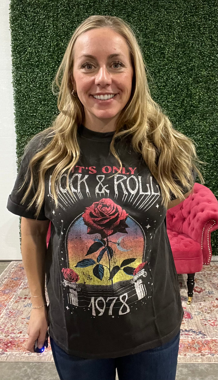 Only Rock & Roll Rose Tee