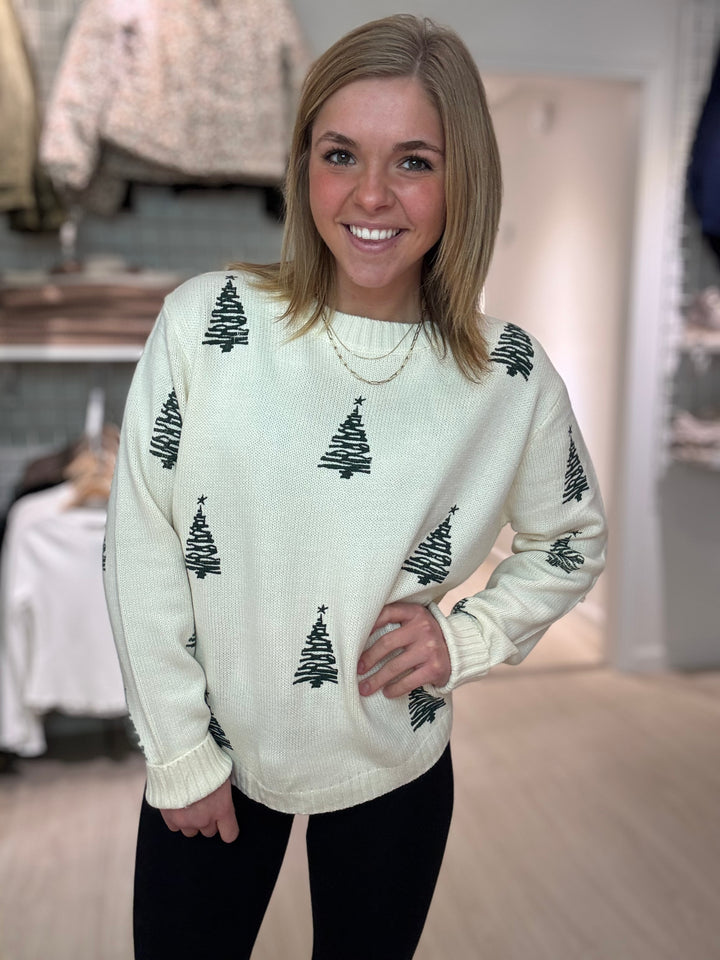 Ivory Christmas Tree Sweater