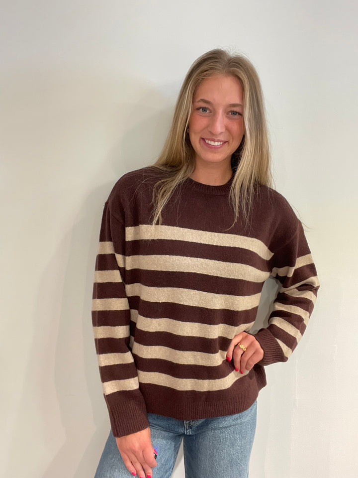 DAZE | Carlyle Crewneck in Oat Stripe