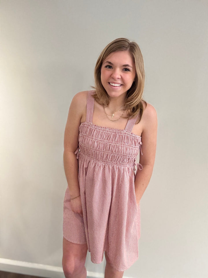 Plaid Smocked Mini Dress