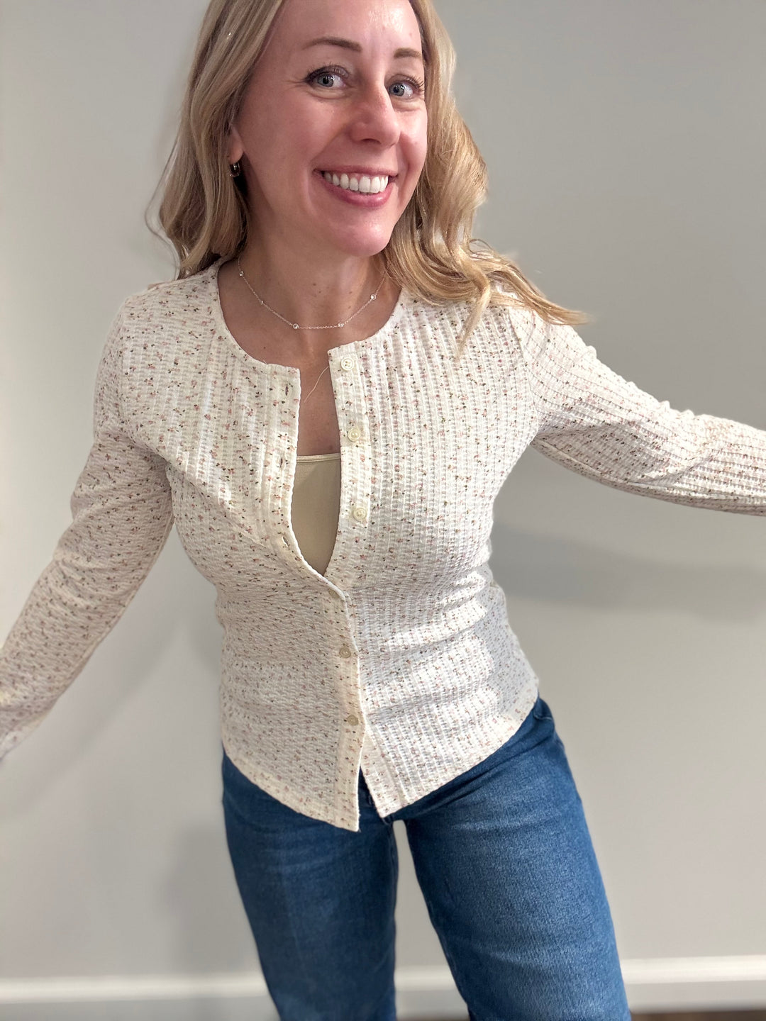 Pointelle Button Cardigan