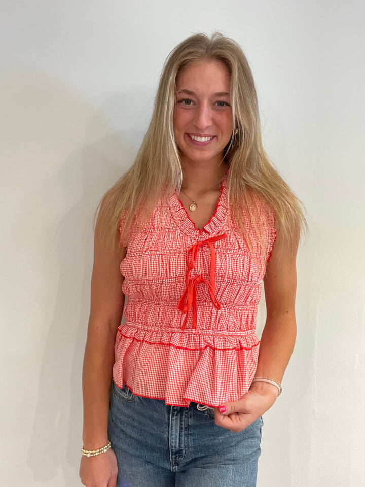 Gingham Peplum Tank