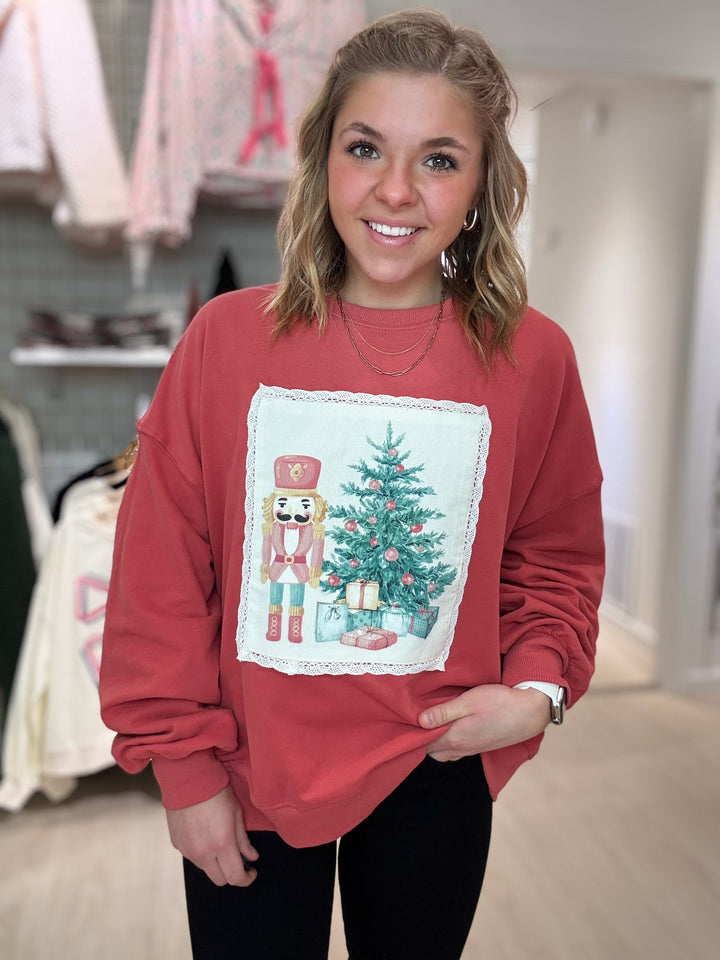 Christmas Lace Patch Sweatshirt
