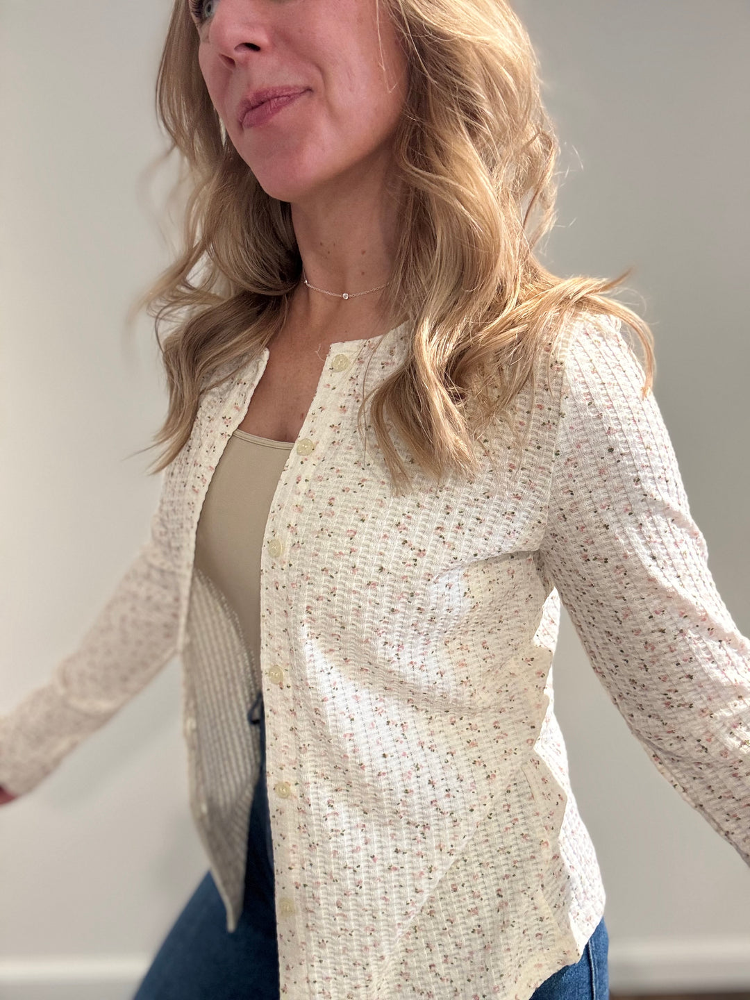 Pointelle Button Cardigan