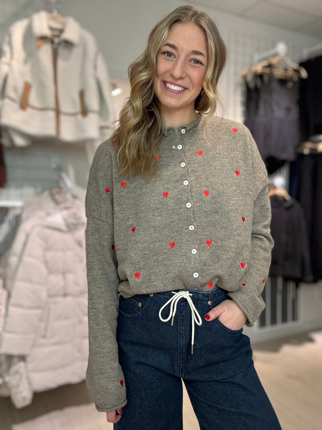 Embroidered Heart Cardigan