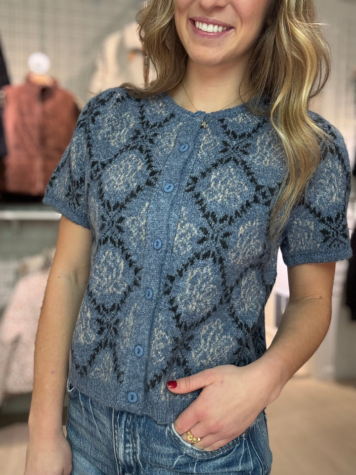 Floral Short Sleeve Cardigan