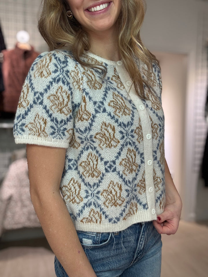 Floral Short Sleeve Cardigan