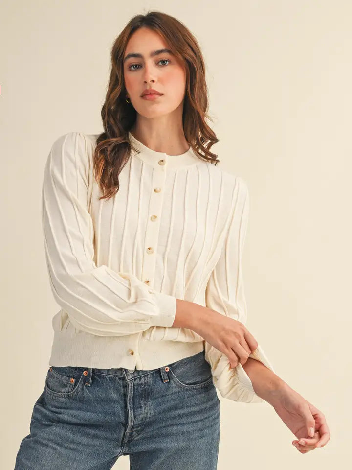 Ribbed Button-up Cardigan