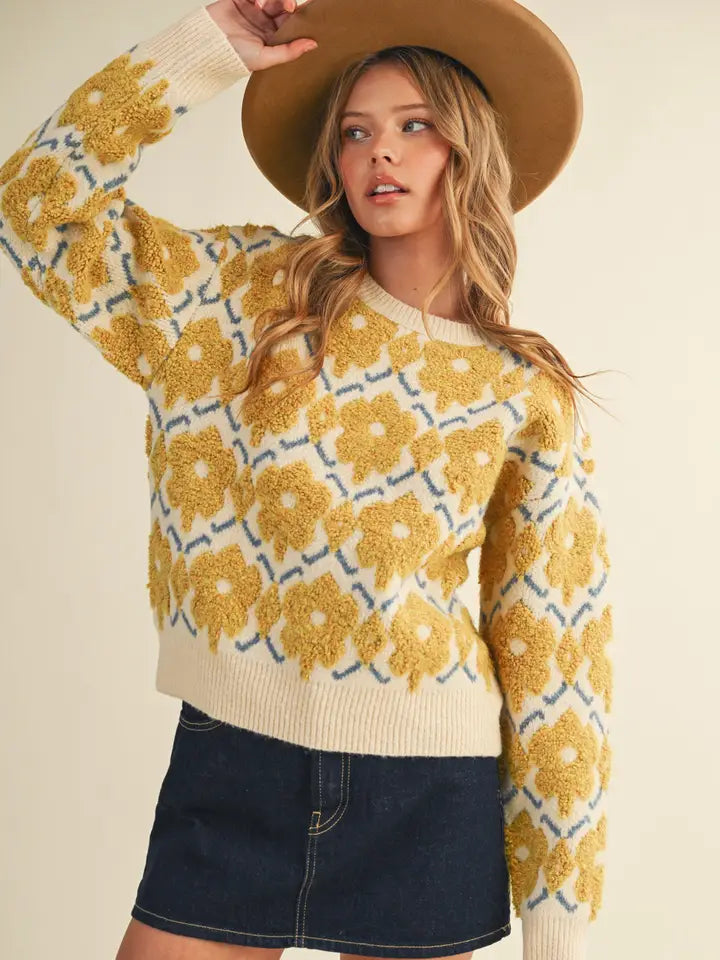 Fuzzy Floral Sweater