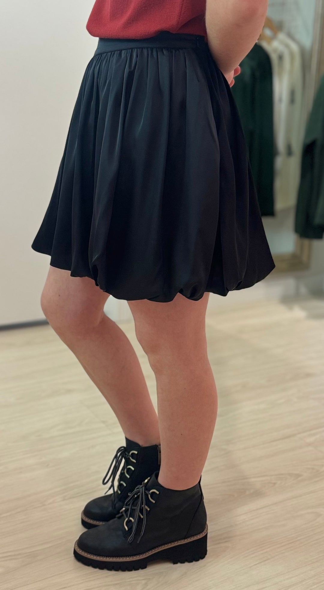 Satin Bubble Mini Skirt