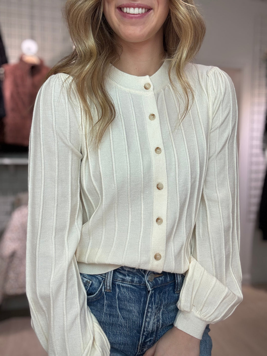 Ribbed Button-up Cardigan