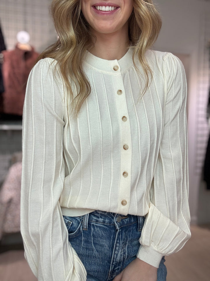 Ribbed Button-up Cardigan