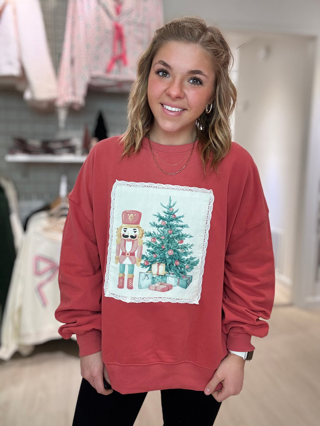Christmas Lace Patch Sweatshirt