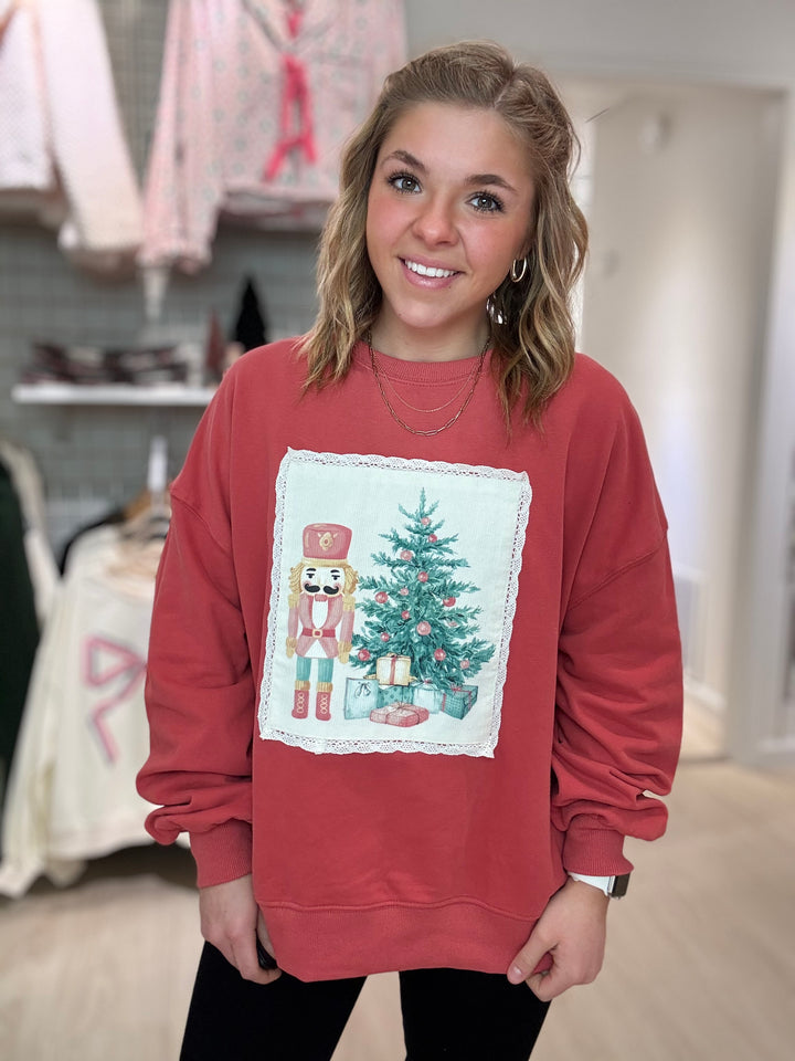 Christmas Lace Patch Sweatshirt