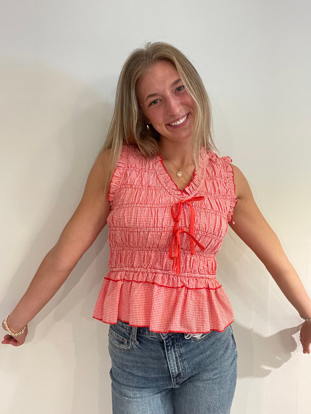 Gingham Peplum Tank