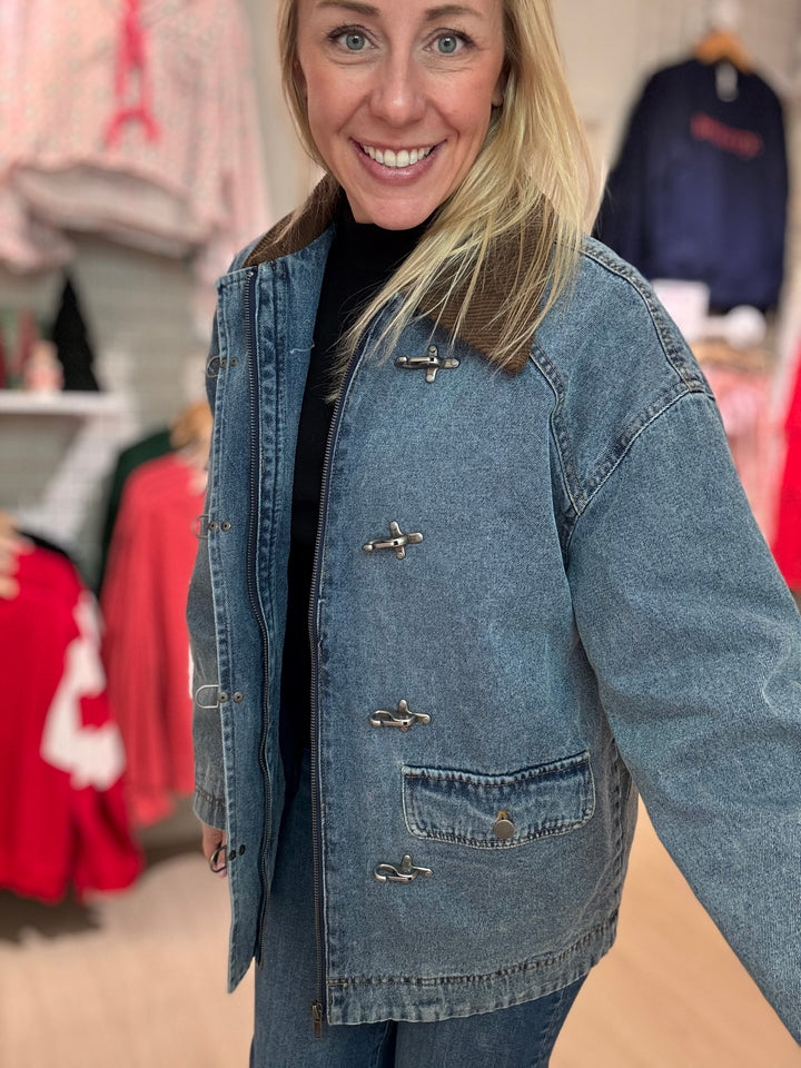 Contrast Collar Denim Jacket