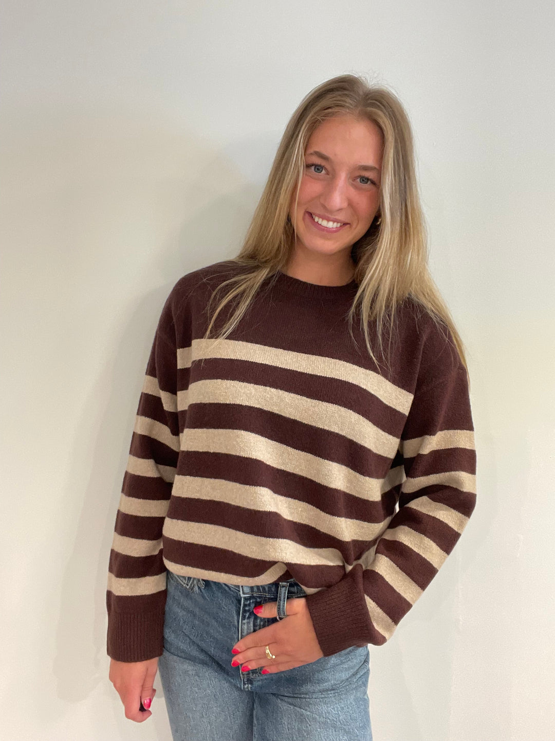 DAZE | Carlyle Crewneck in Oat Stripe