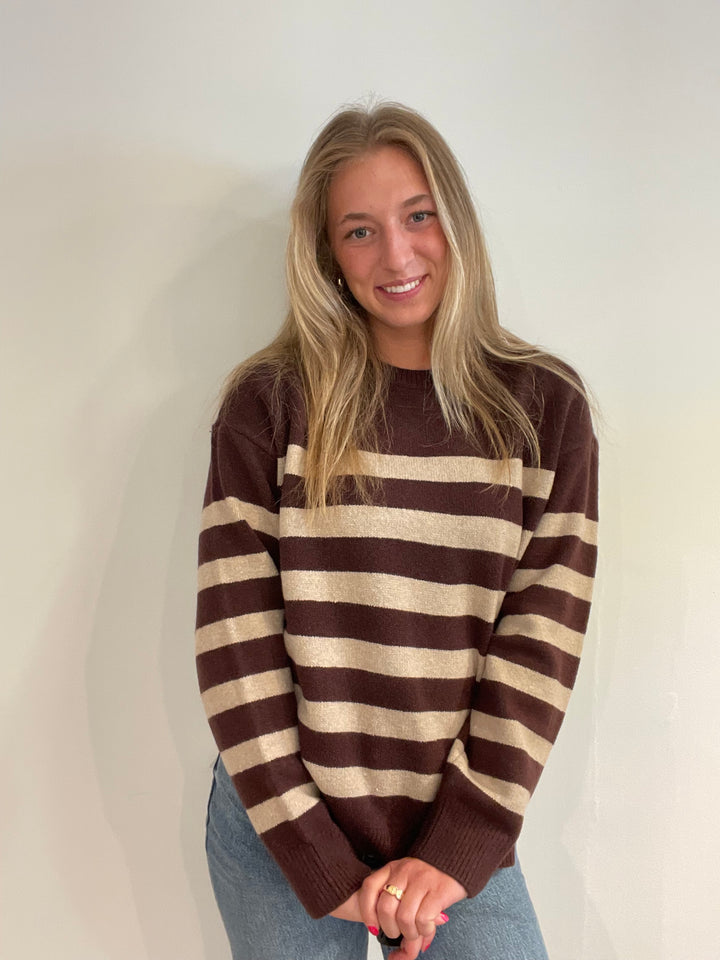 DAZE | Carlyle Crewneck in Oat Stripe