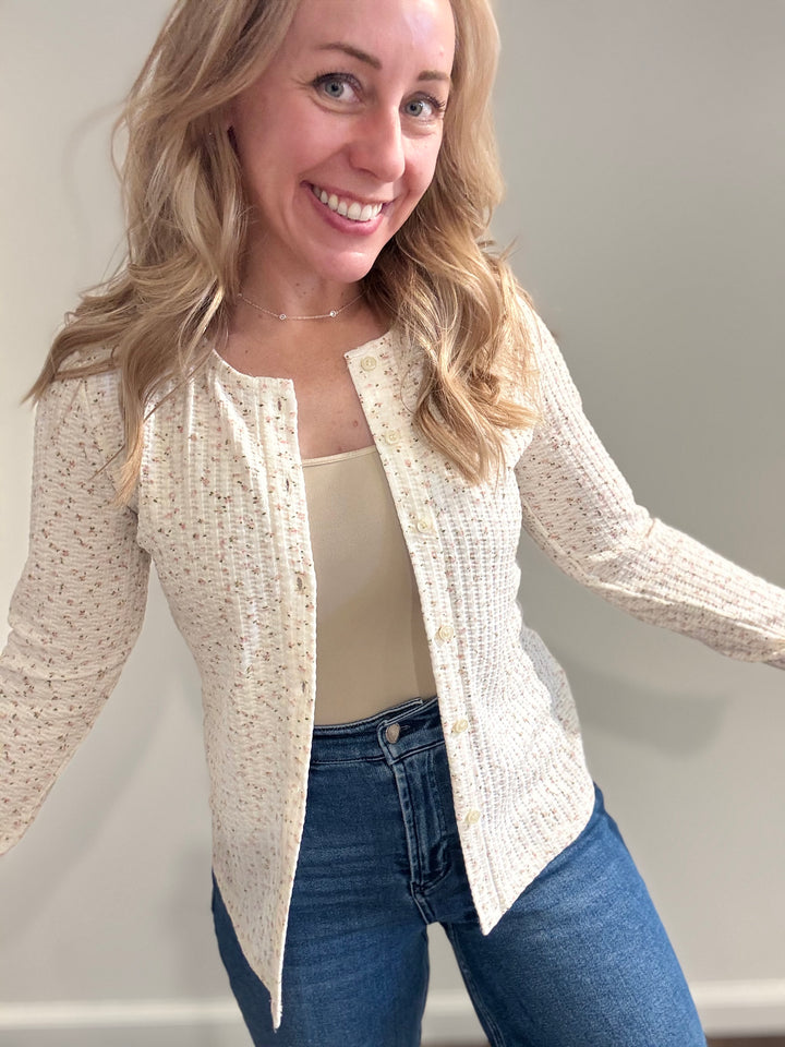 Pointelle Button Cardigan