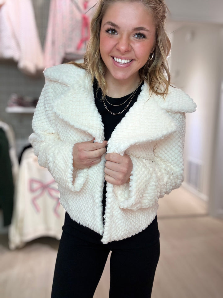 Cozy Textured Faux Fur Jacket