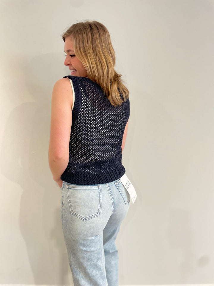 Navy Loose Knit Tank