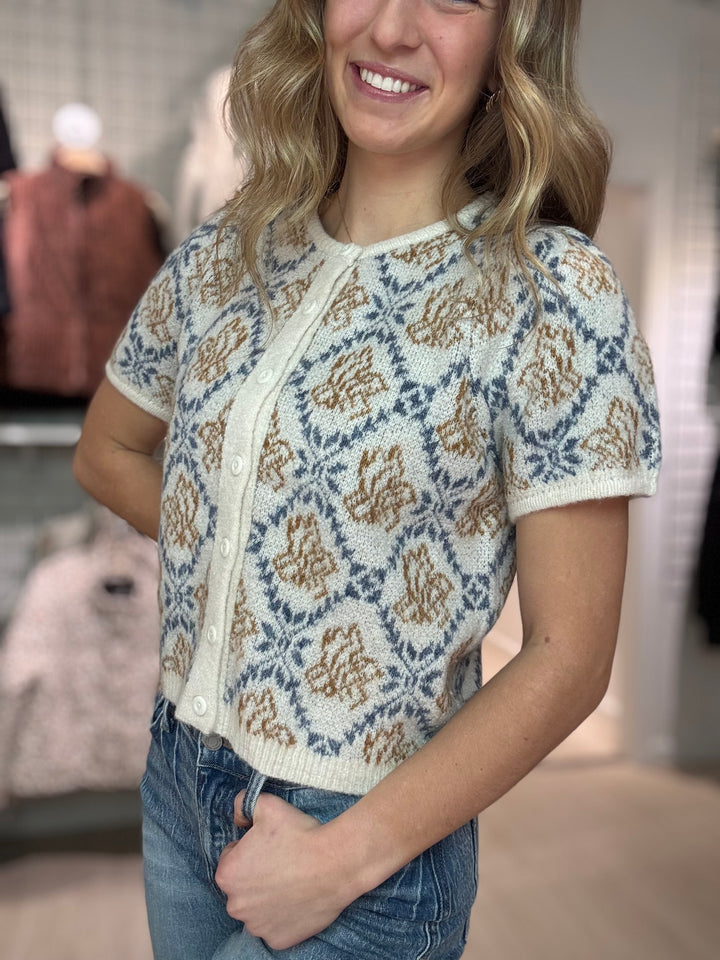 Floral Short Sleeve Cardigan