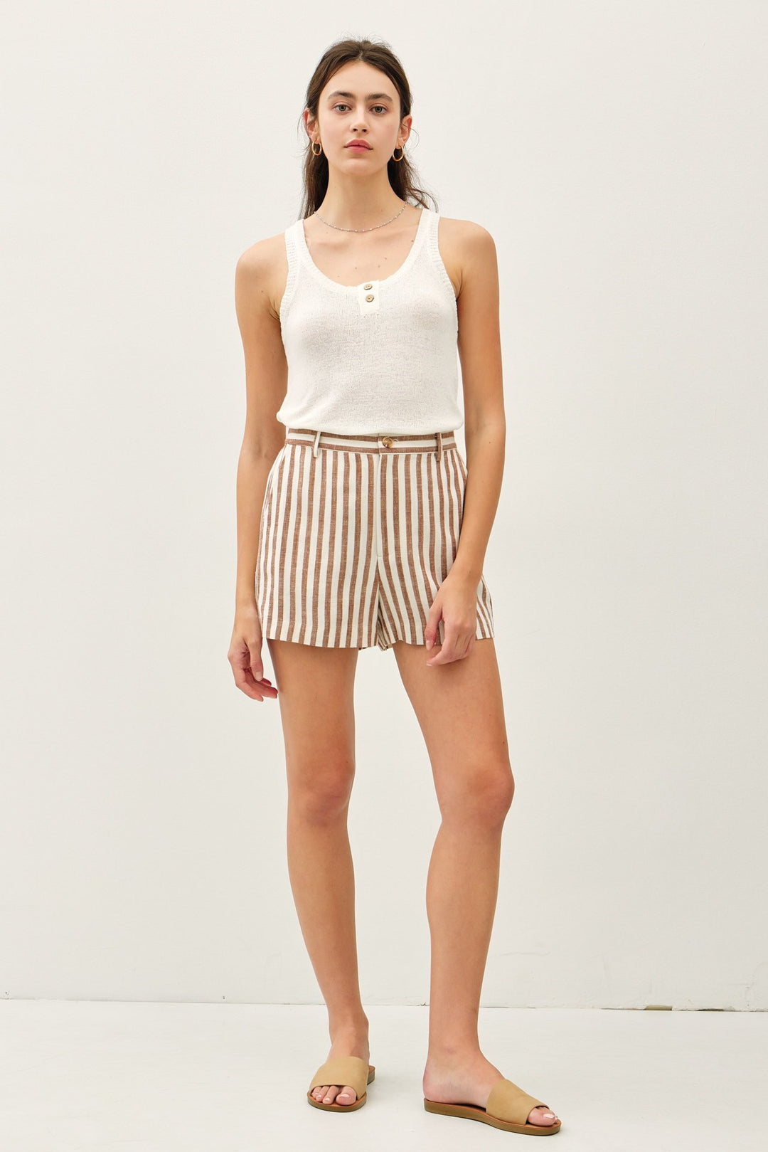 Striped Linen-Blend Shorts