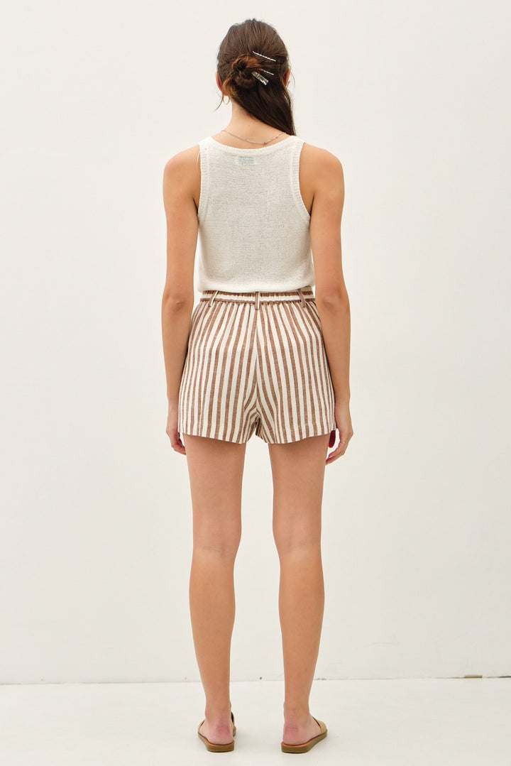 Striped Linen-Blend Shorts