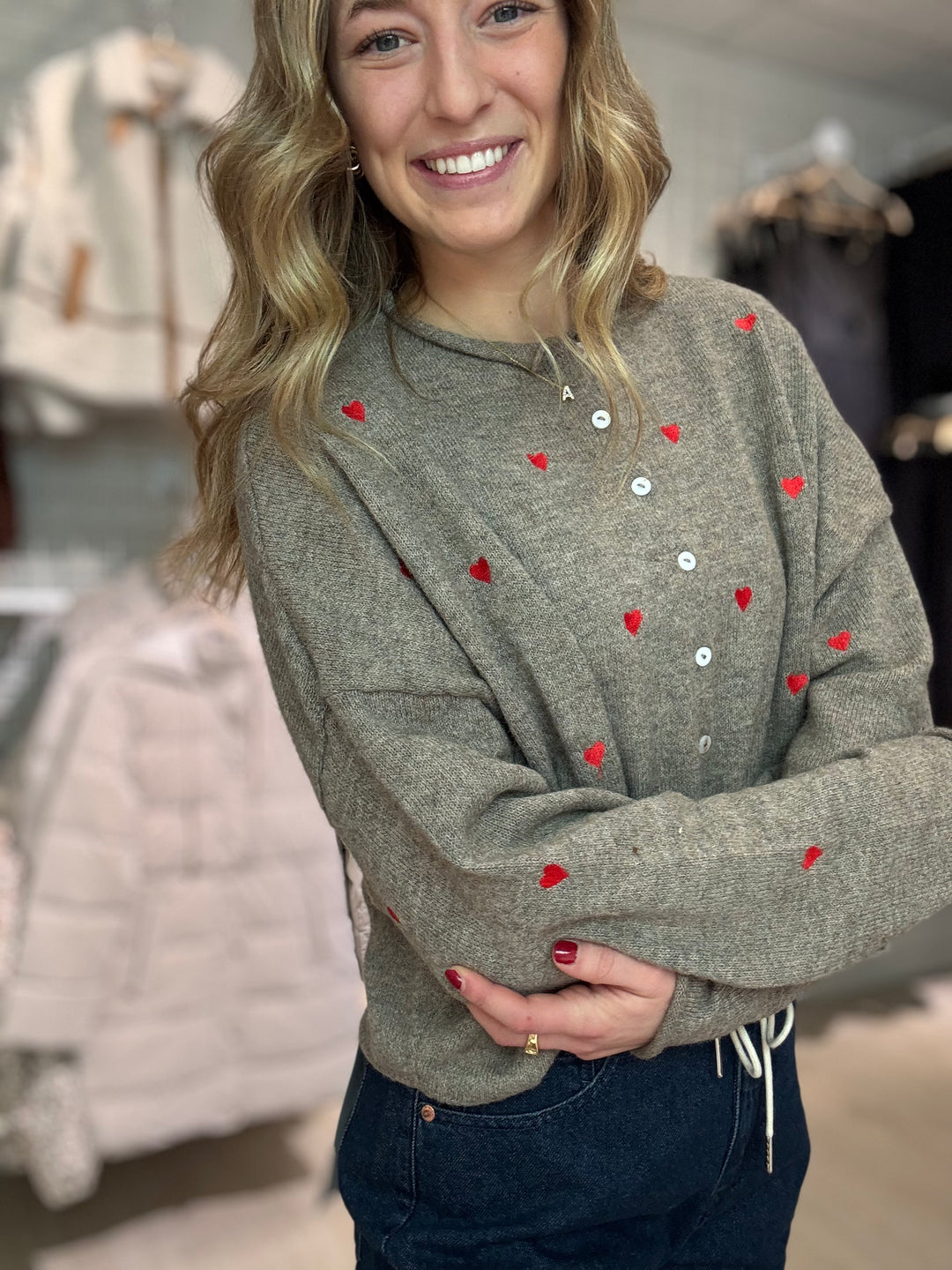 Embroidered Heart Cardigan