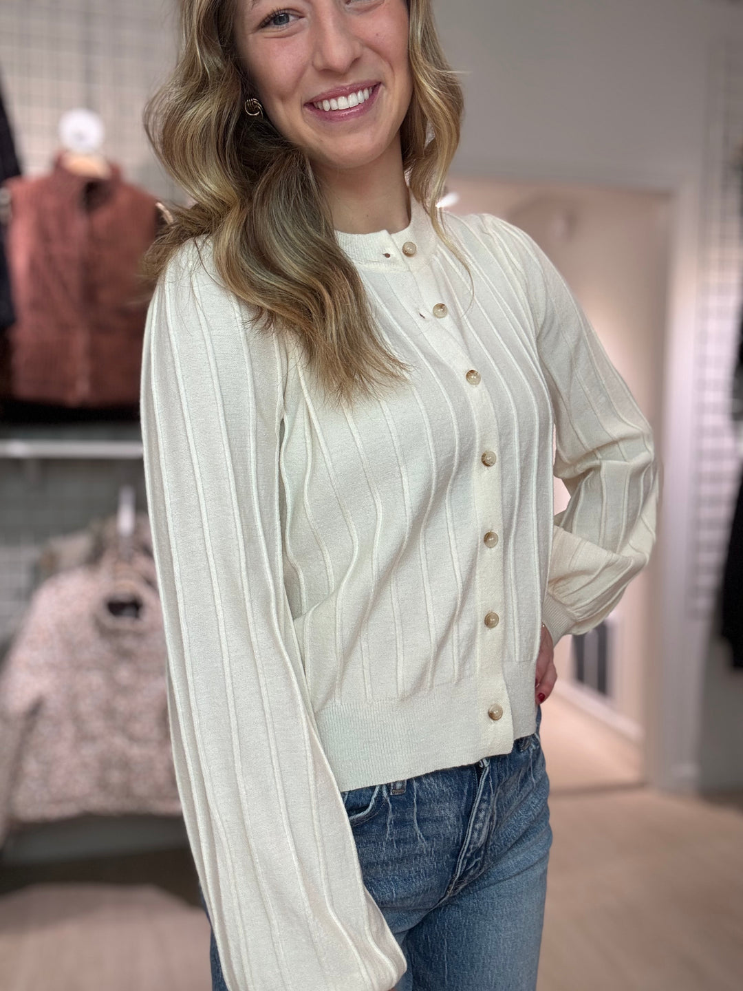 Ribbed Button-up Cardigan