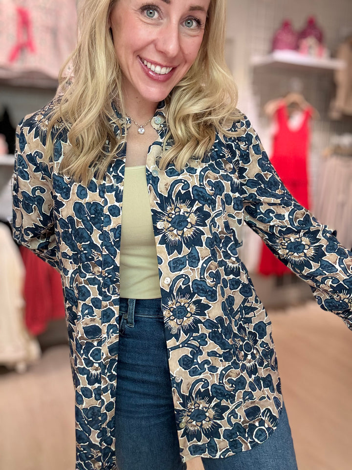Printed Button-Up Shirt
