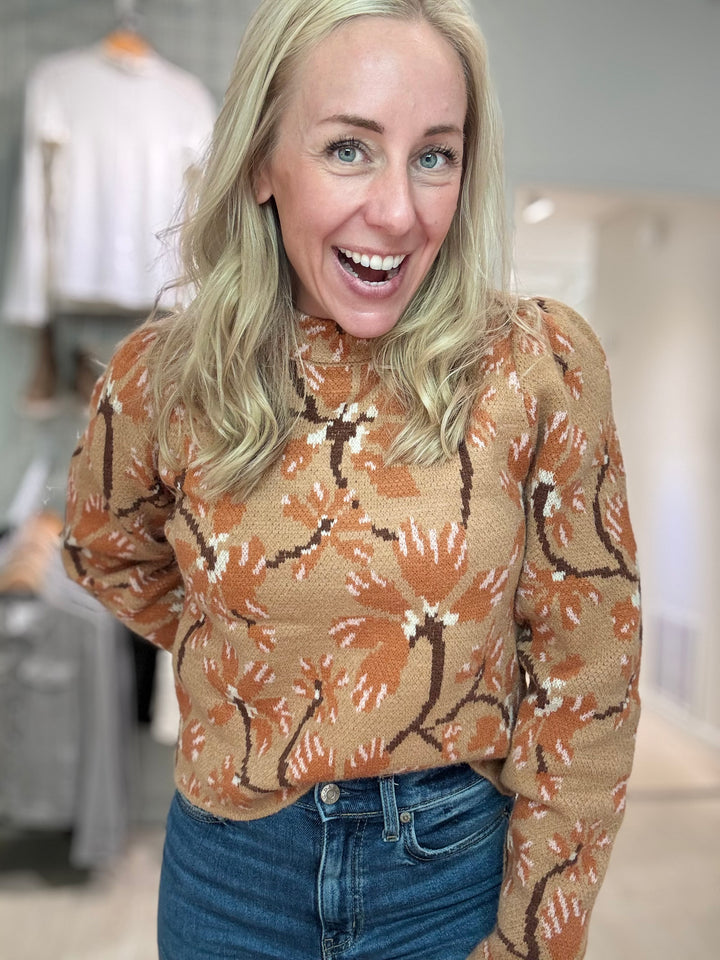 Caramel Floral Sweater